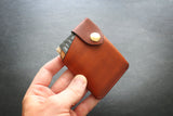 Downloadable PDF template to make a Minimalist wallet with strap and snap button, can hold several credit cards and cash.