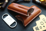 2 stick leather cigar case