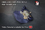 Another origami coin pouch, made of one leather piece, pdf template and video tutorial to make one