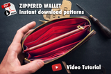 A classic zipped long wallet, pdf templates and video tutorial