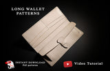 A leather long wallet with a flap pocket , everything you need to carry will fit in it. Pdf templates and video tutorial