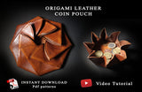 Origami leather coin pouch, opens and closes like a flower, a beautiful design, pdf templates and video tutorial
