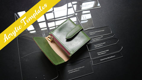 Acrylic templates to make a leather with gussets, zipped section and flap