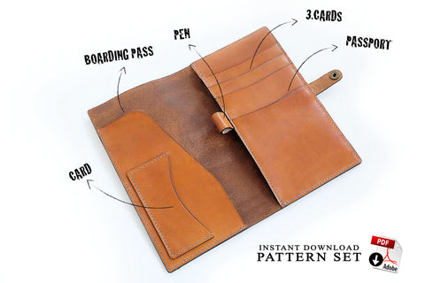 Download pdf patterns for travel wallet • leather craft templates