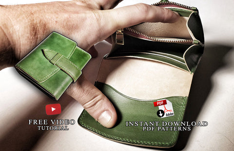STRAP CLOSURE WALLET - PDF patterns + video tutorial