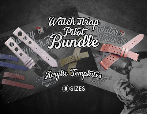 Pilot Watch strap bundle of 16 (2 styles, 8 sizes) – ACRYLIC PATTERNS + Video tutorial FREE SHIPPING