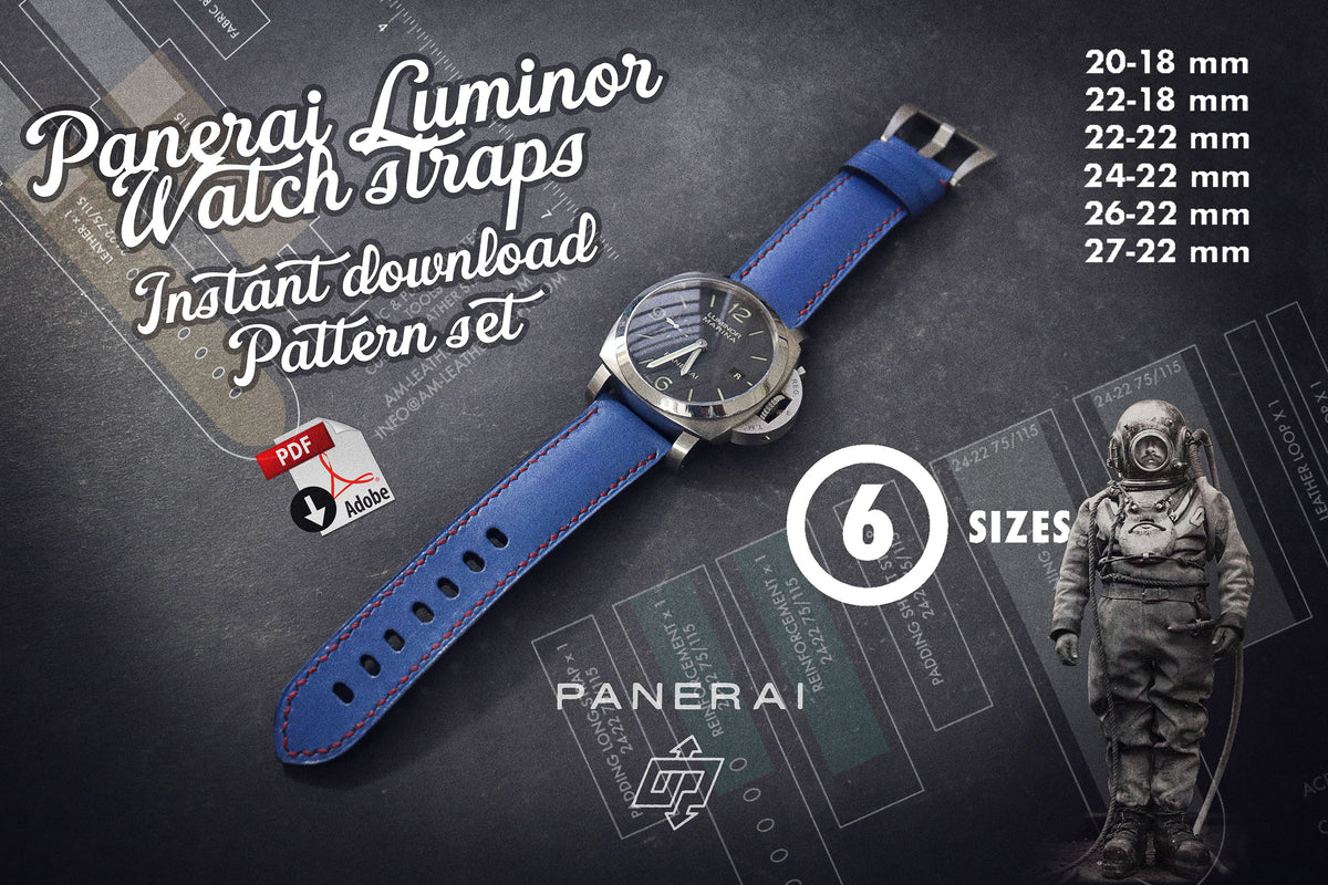 PANERAI LUMINOR WATCH STRAP 6 SIZES PDF PATTERNS AM leathercraft