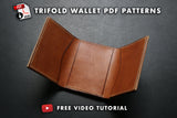 Trifold leather wallet, super simple and minimalist wallet, pdf templates and video tutorial