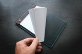 PDF pattern for making a leather restaurant menu holder that can also be used as a notepad. 