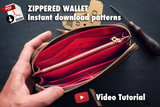 A classic zipped long wallet, pdf templates and video tutorial 
