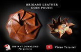 Origami leather coin pouch, opens and closes like a flower, a beautiful design, pdf templates and video tutorial 