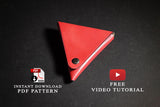 A leather triangular made-of-one-piece, conical, coin pouch, pdf templtaes and video tutorial to make some of them