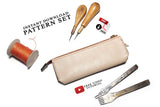 An old school leather pencil case with a zip, pf patterns and video tutorial