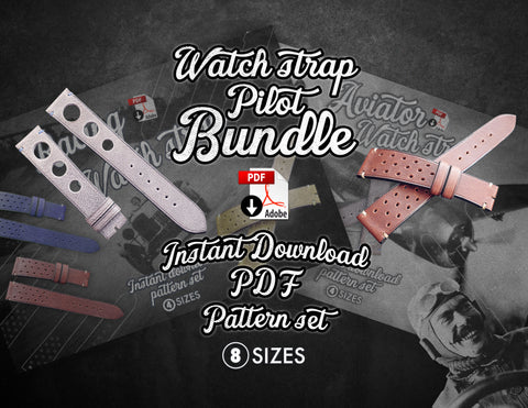 Pilot Watch strap bundle of 16 (2 styles, 8 sizes) – PDF patterns with video tutorial