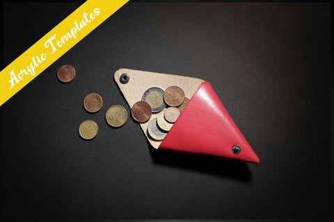 Acrylic templates to make leather triangular coin pouches 